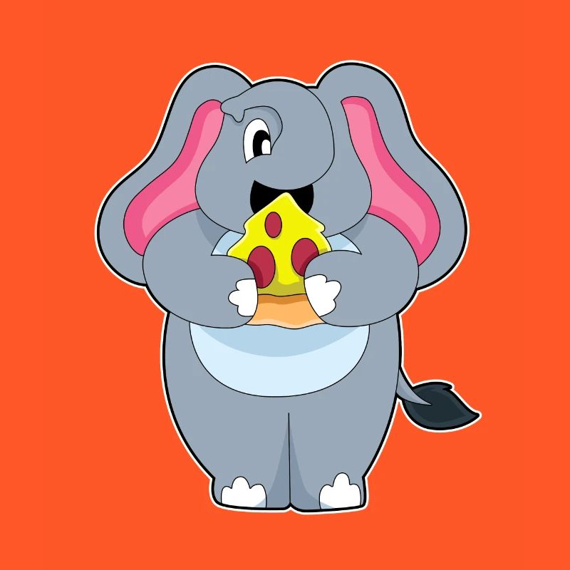 Elefant mit Pizza
