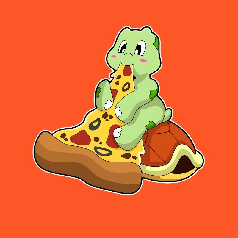 Turtle with pizza