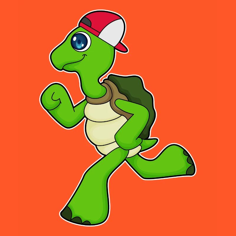Turtle as a jogger with cap