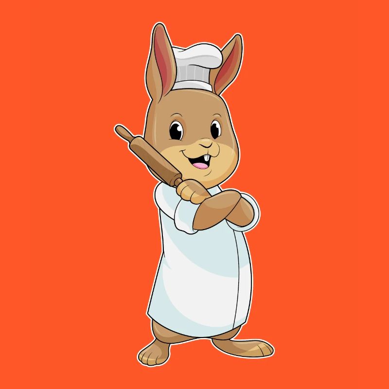 Rabbit as a baker with rolling pin