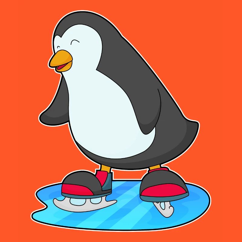 Pinguin beim Eislaufen mit Schlittschuhe