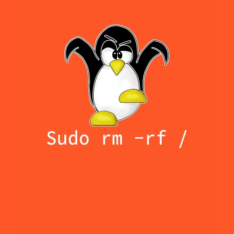 Tux Linux Pinguin Sudo Rm Rf | Computerfreak Hacke