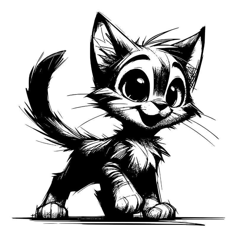 Smiling Cat House Tiger Kids Drawing