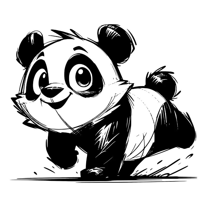 Petit panda mignon bébé dessin au crayon