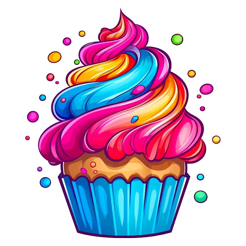 fluffy rainbow cupcake