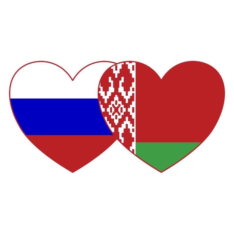 Russie Biélorussie Drapeau Cœur