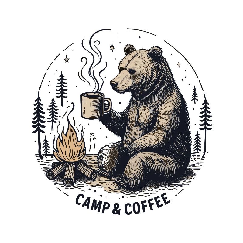 Camping Camper Café Feu de camp Camping Ours
