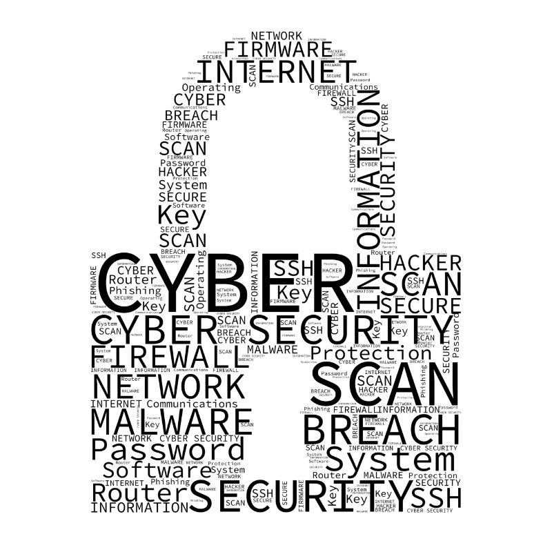 Cyber Security Wordcloud Vorhängeschloss