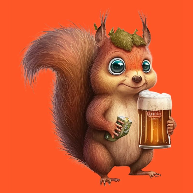 Süßes Eichhörnchen mit Bier