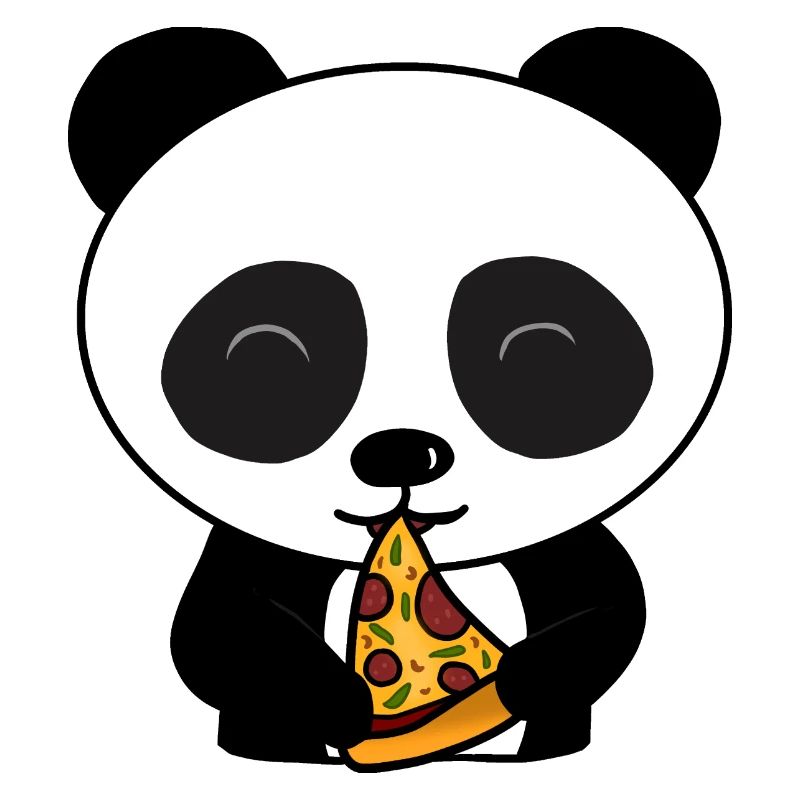 Ours mignon de panda mangeant la pizza