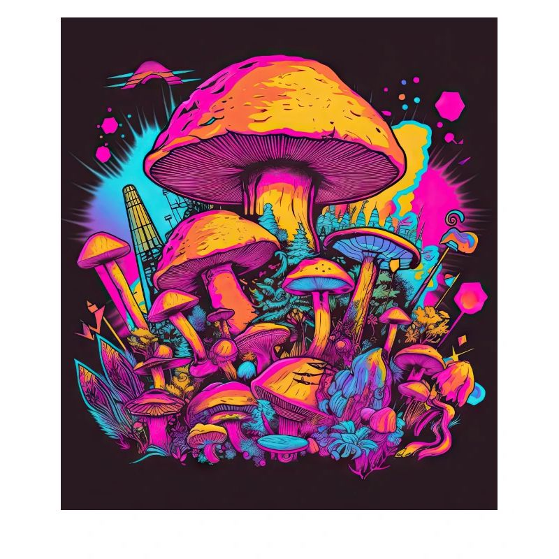 Synthwave Magic Mushrooms - Trippy Retro Art