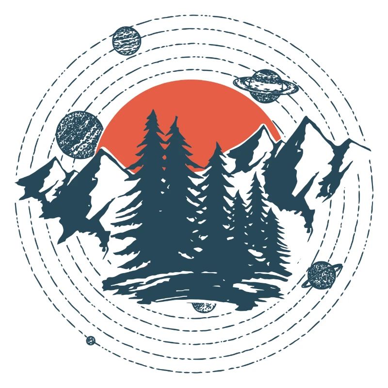 Planets And Mountains Graphic