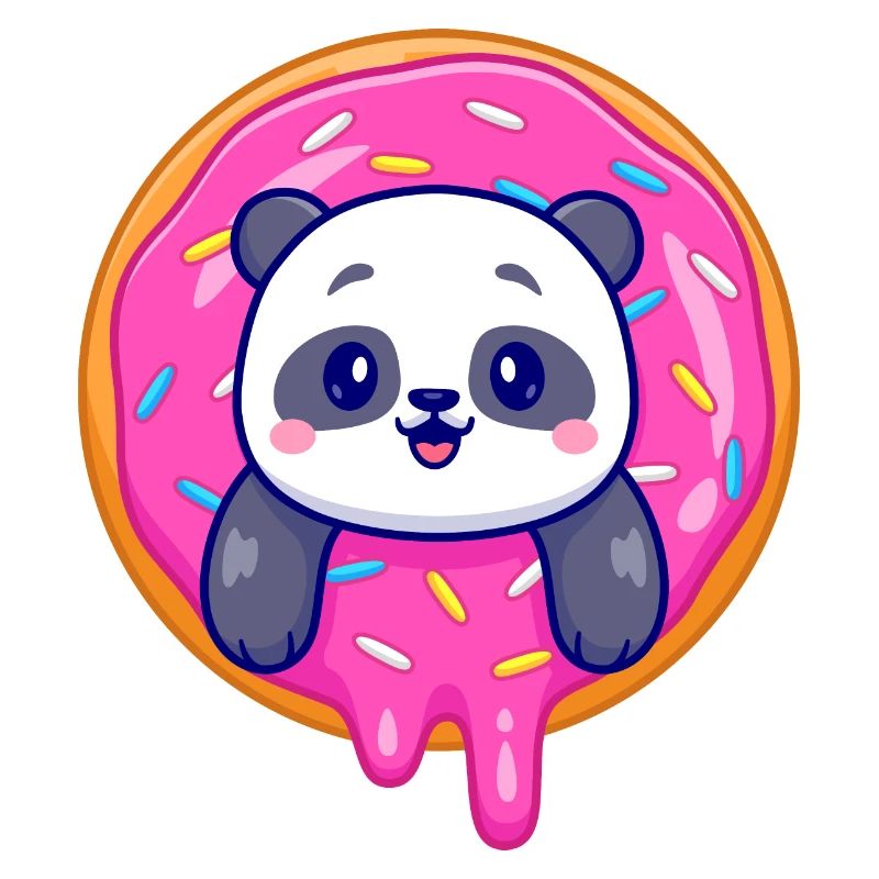 Mignon bébé panda et un joli dounate