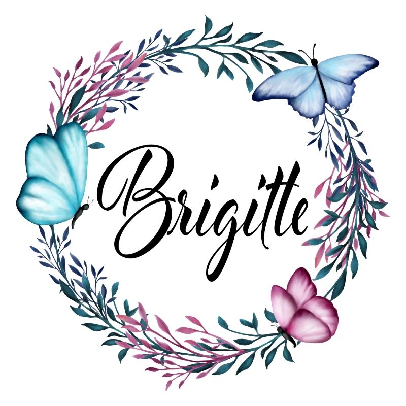 Brigitte, name, lettering, flower wreath, gift