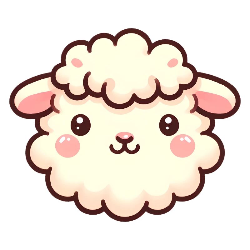 Conception de dessin animé mignon moelleux de visage de mouton