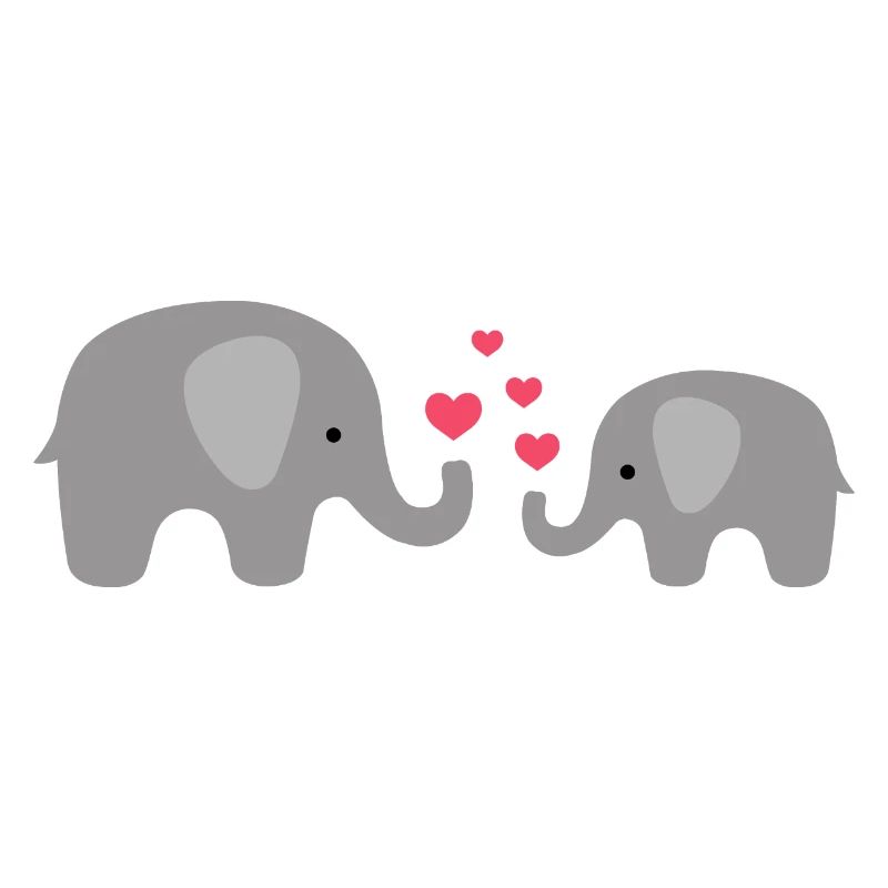 Doux bébé éléphant et maman avec des cœurs