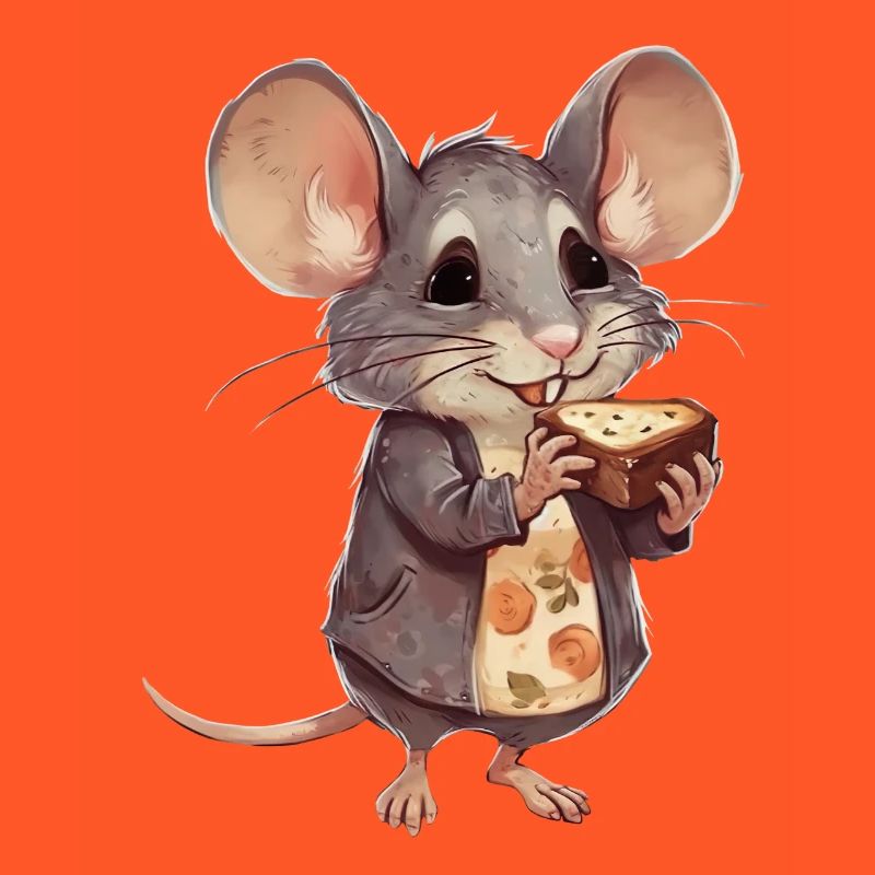 Souris heureuse avec biscuits aux pépites de chocolat