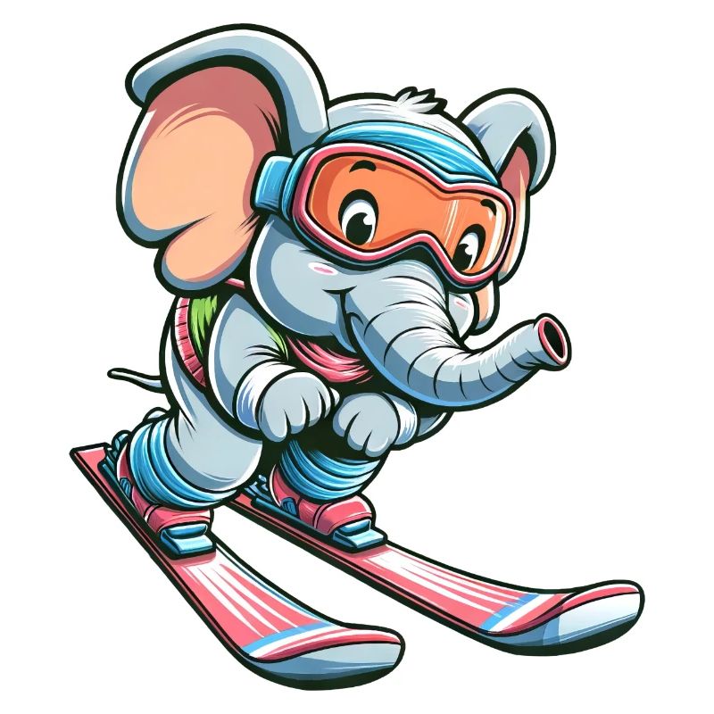 Cute elephant on skis - Looking forward to