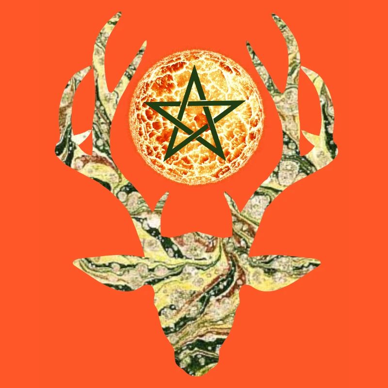 deer head with pentagram e 277