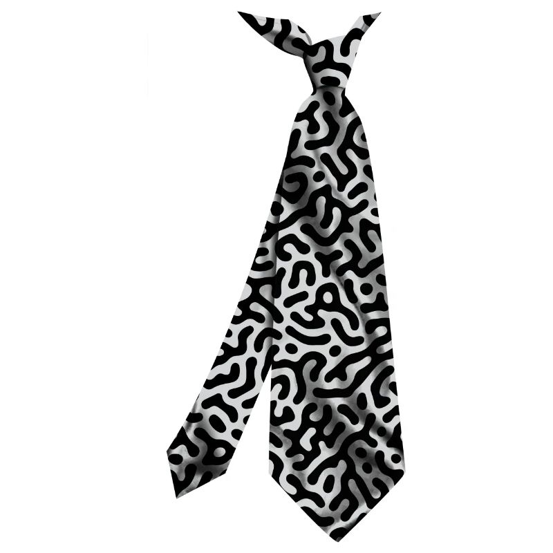 printed necktie t-shirt turing pattern black grey