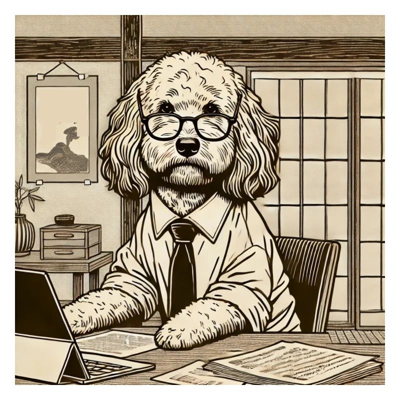 Japan Ukijo e Stil Schreibtisch Cockapoo