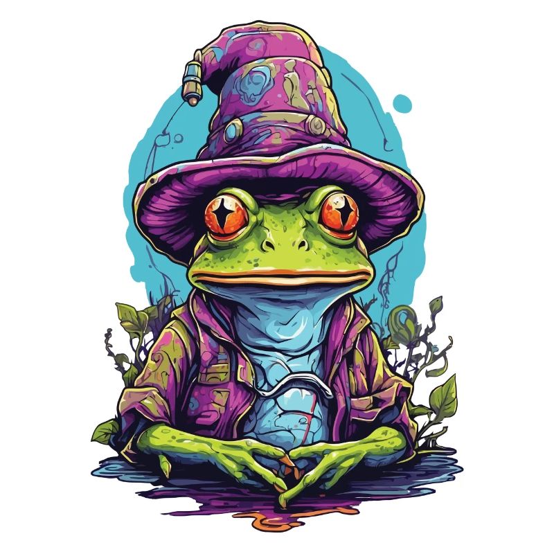 Mystic frog with magic hat
