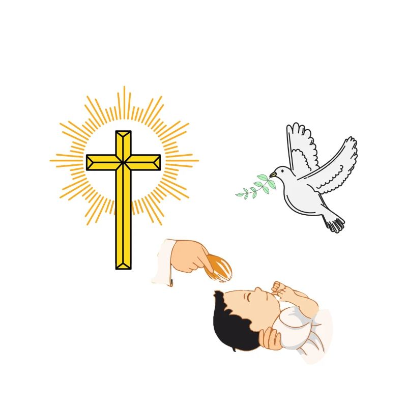 Baptêmes de bébé avec une colombe et une croix