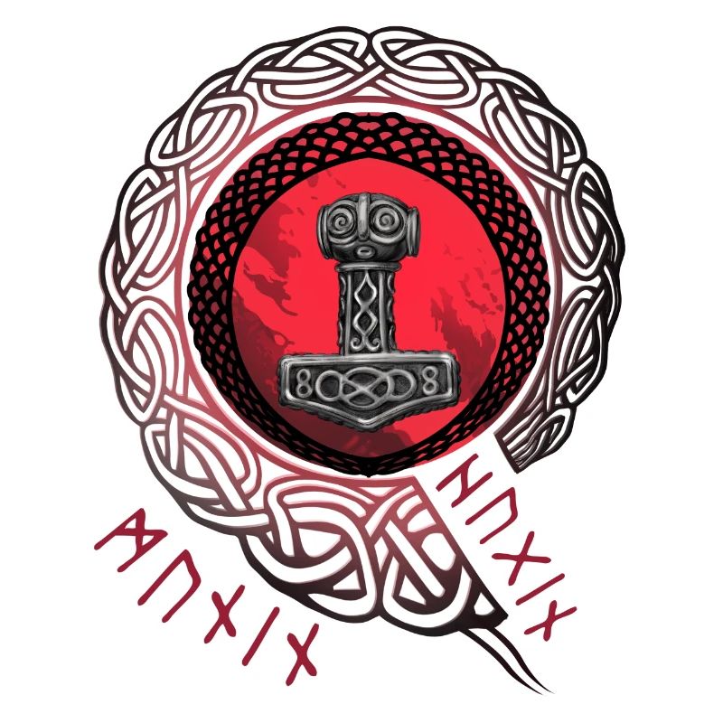 Thor Hammer Mjölnir avec Odin Ravens Hugin et Munin