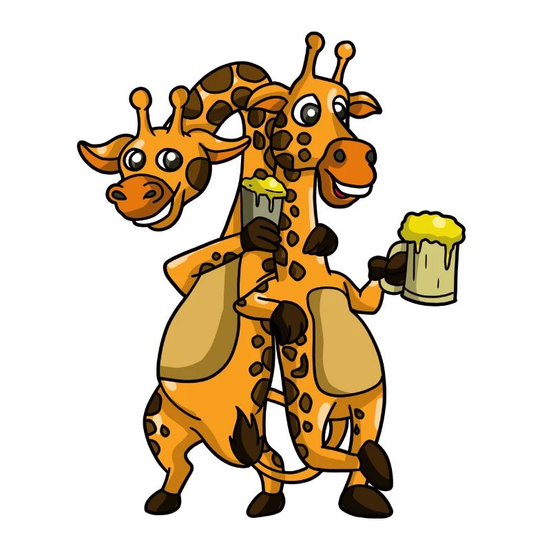 Giraffe drink beer