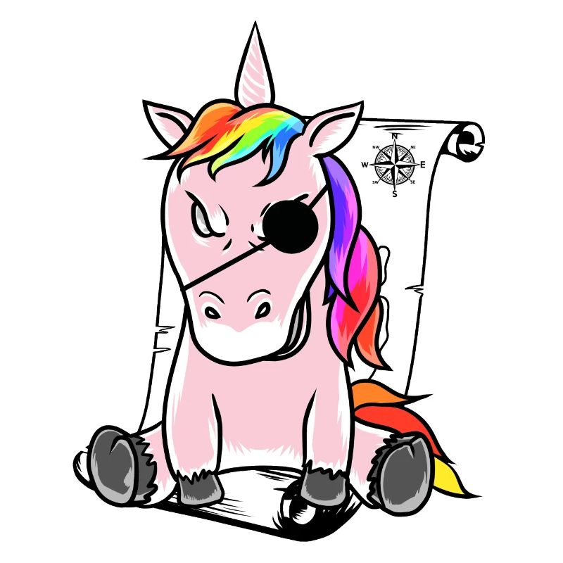 Fantasy Pirate Grim Evil Unicorn Treasure Map