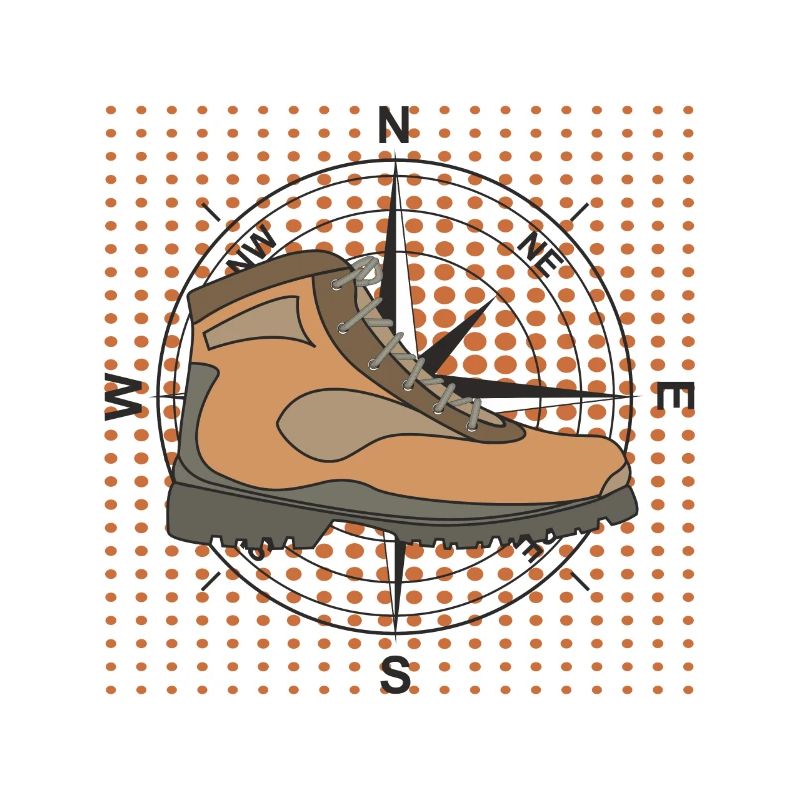 Wanderschuh Kompass Hintergrund