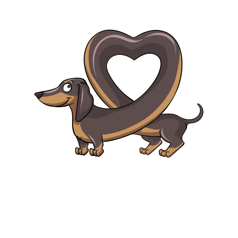 Teckel mignon faisant une forme de coeur. conception