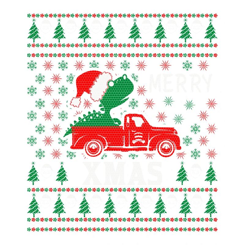 Dinosaurier reiten LKW hässlichen Weihnachtspullover
