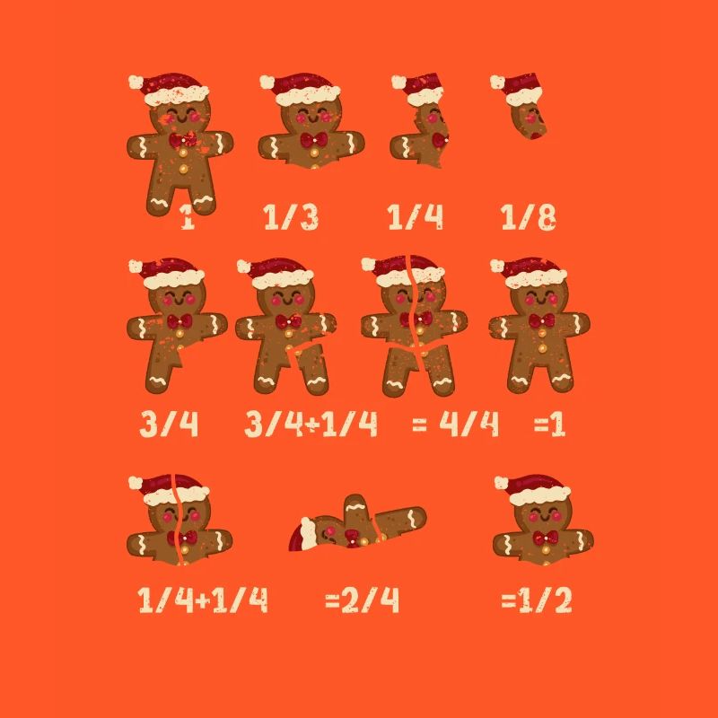 Christmas math teacher breaking gingerbread cookie
