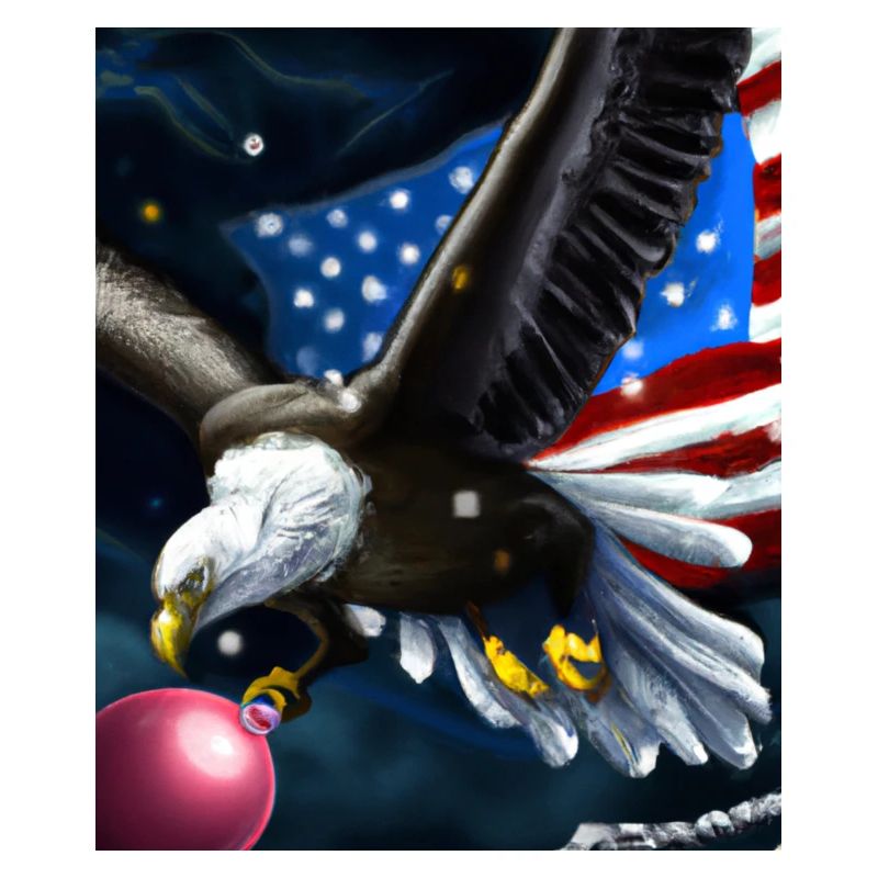 Aigle à queue blanche de Noël américain avec drapeau américain