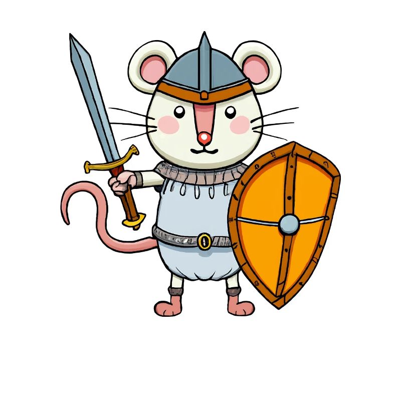 Cute Mouse with Sword and Shield Knight