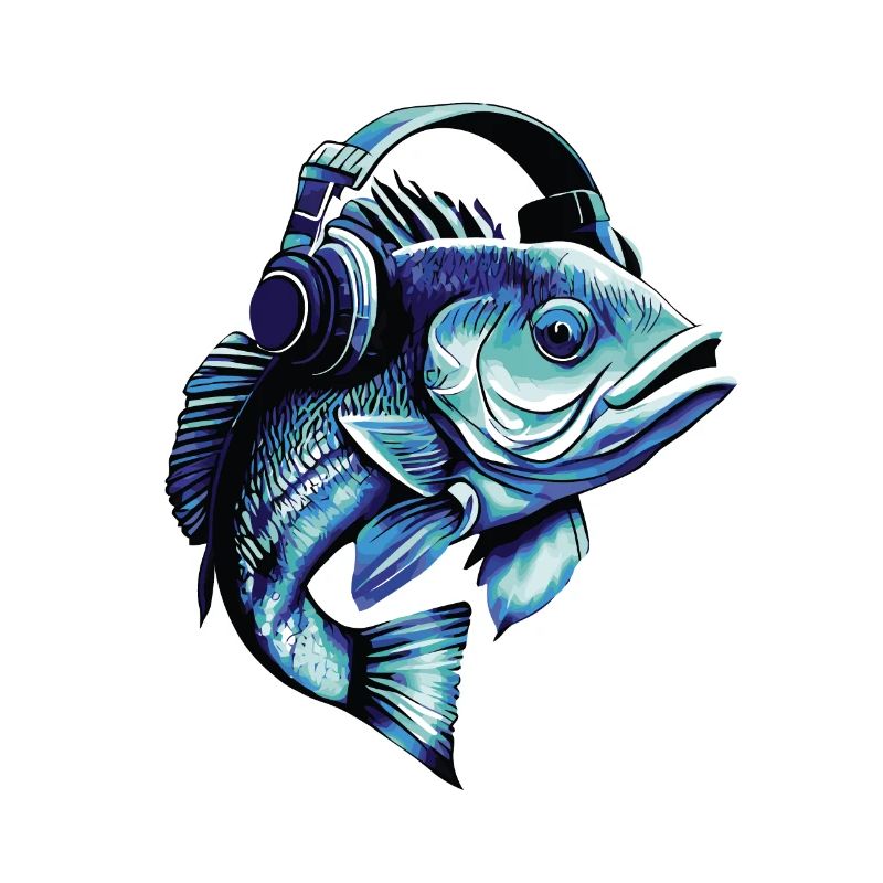 Fisch mit Kopfhörern