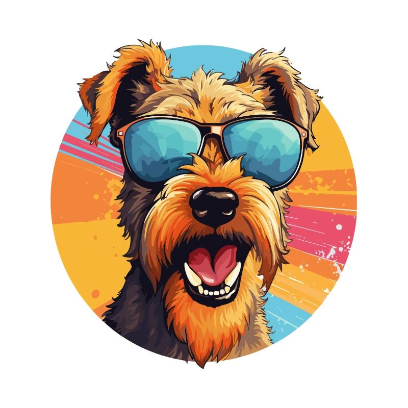 Bunte Airedale Terrier mit Sonnenbrille