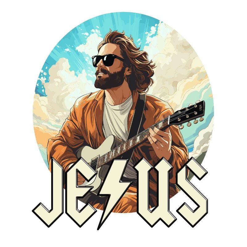 Christus Jesus mit E-Gitarre