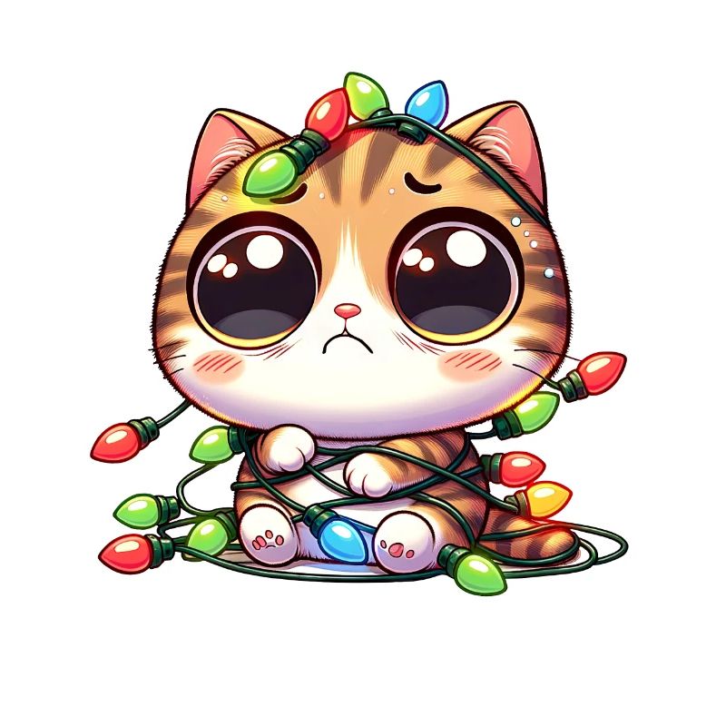Chat de Noël mignon - maladroit dans