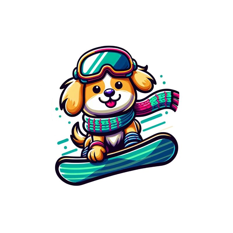 Chien snowboarder mignon 2
