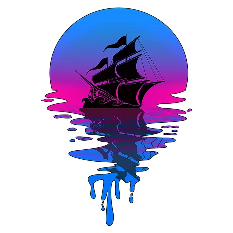 Bateau pirate au coucher du soleil