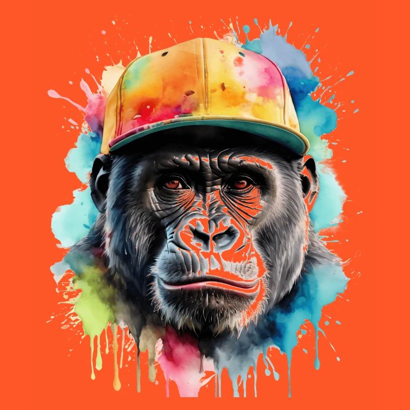 Gorille Snapback Cap Monkey Cool Animal Design Print