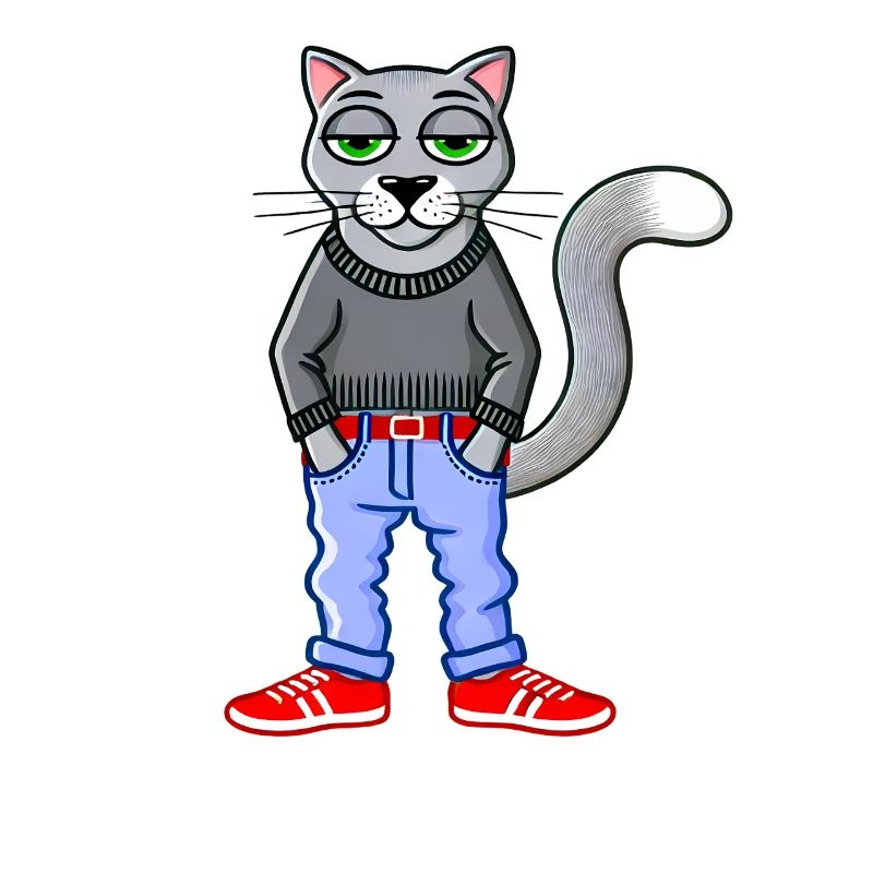 Drôle Gris Réfrigéré Chat Amour Chats