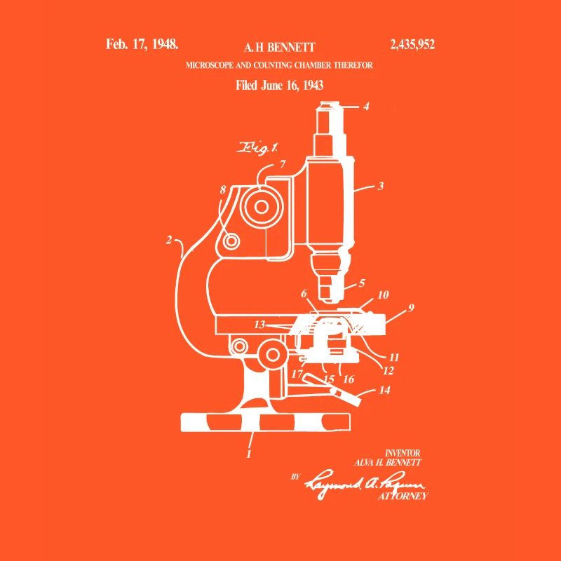 Microscope biology biologist blueprint gift
