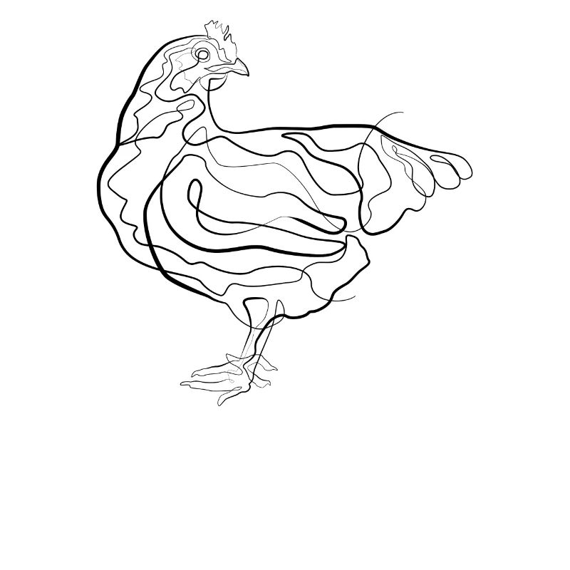 Poulet de coq - one line drawing