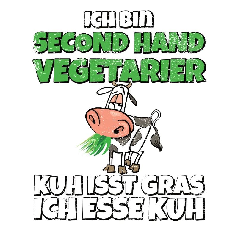 Ich bin Second Hand Vegetarier Kuh isst Gras used