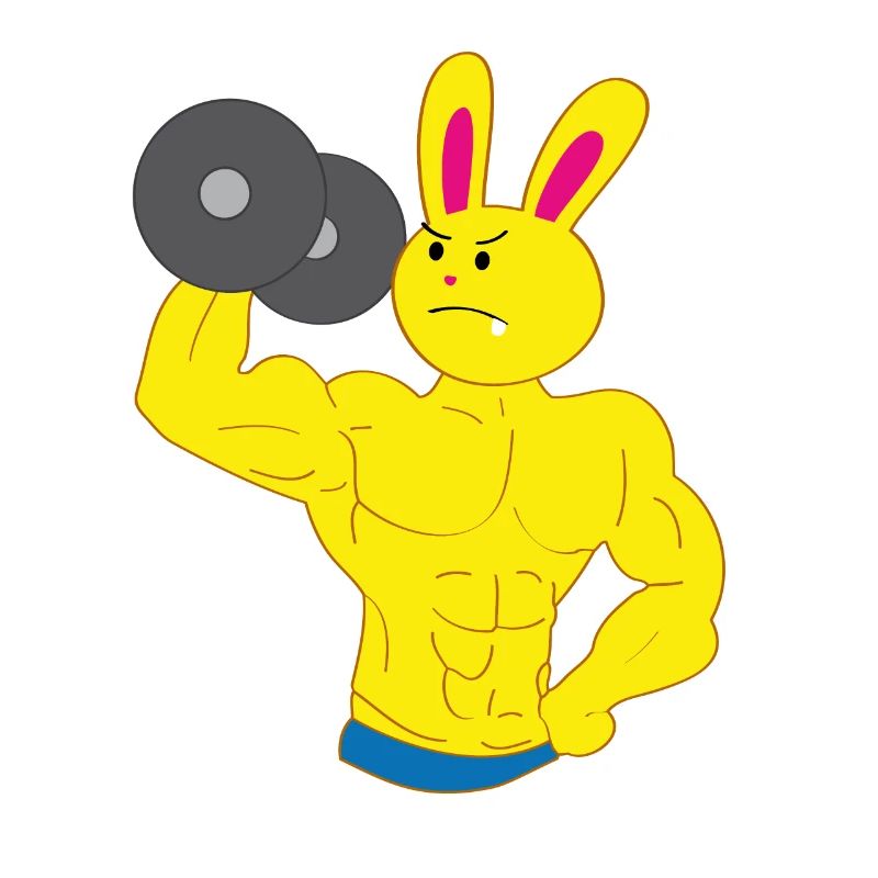 A tooth bunny bodybuilder bicep training barbell
