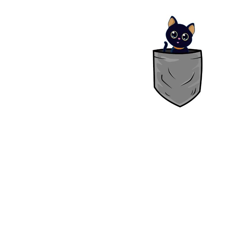 Chat noir mignon dans la poche de poitrine Cadeau drôle