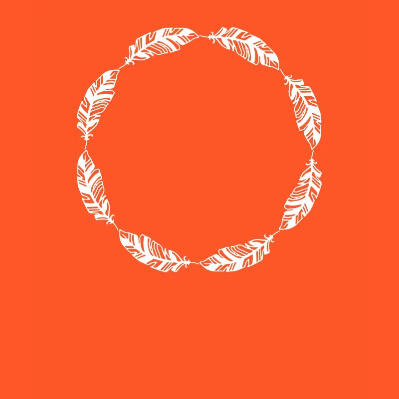 Outline Circle Frame Feather Feather Design